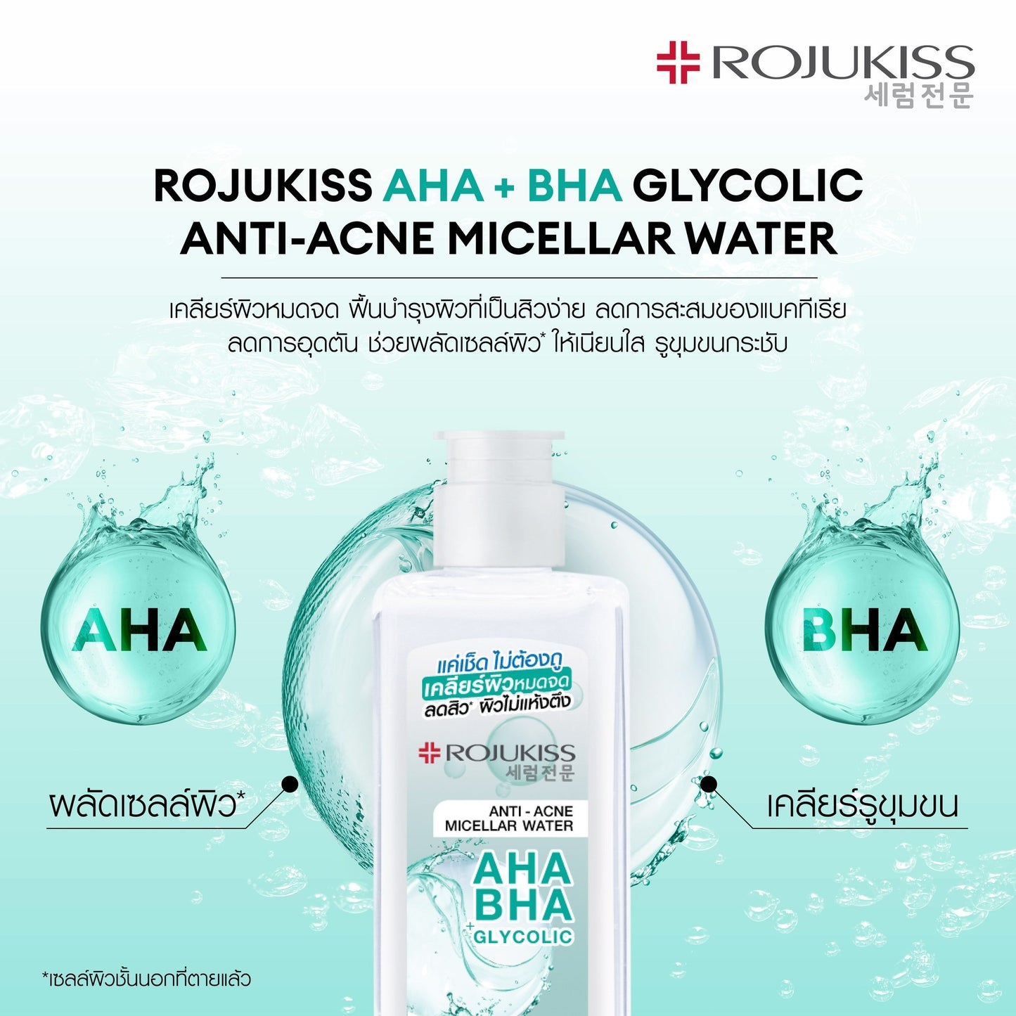 Rojukiss AHA + BHA Anti-Acne Cleansing Water 200ml