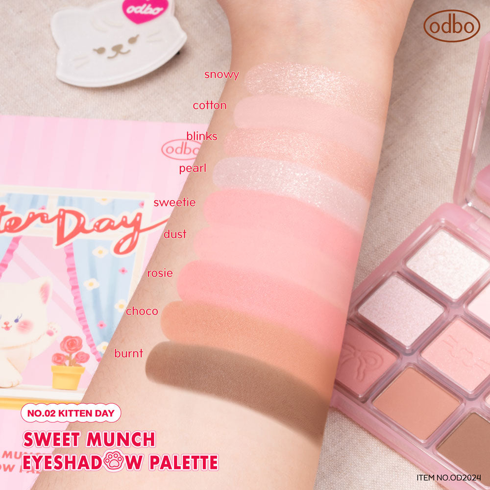 odbo Sweet Munch Eyeshadow Palette - 九色眼影盤 - Rosy Aura