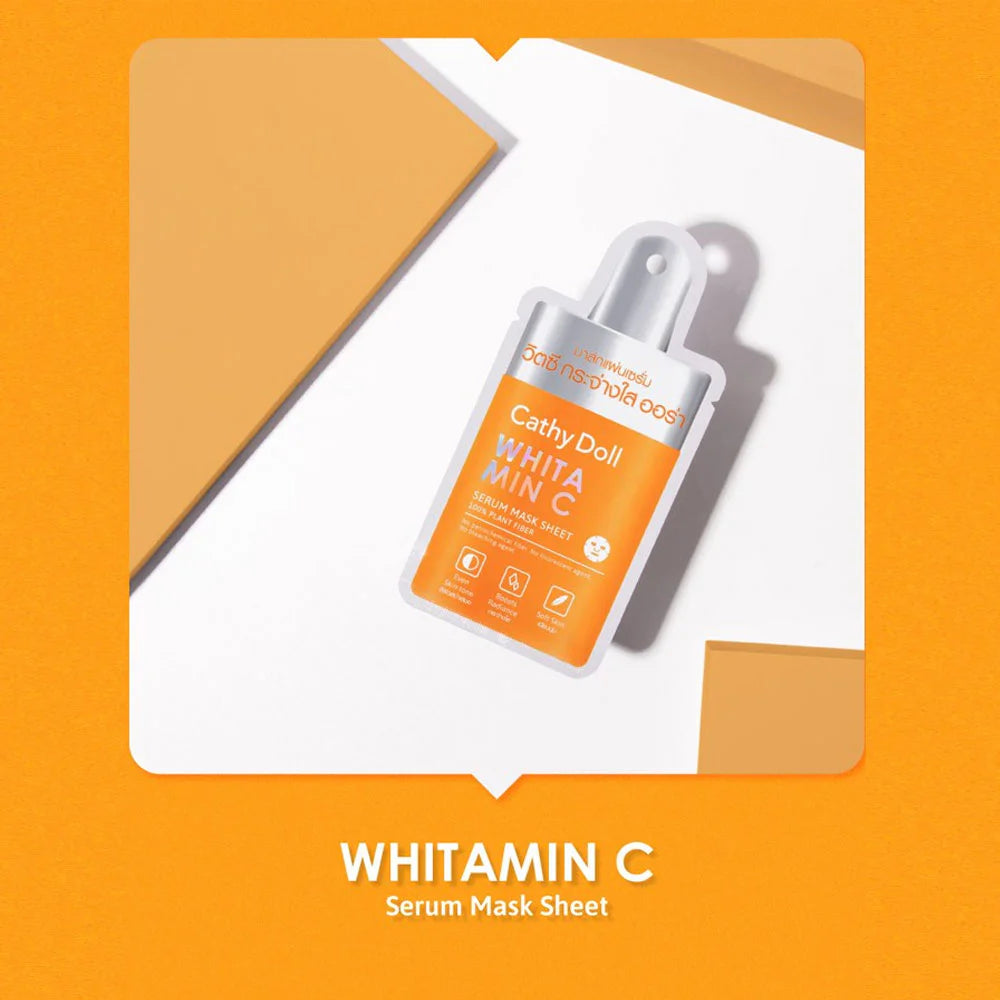 Cathy Doll Whitamin C Serum Mask Sheet - 維他命C 精華面膜20g - Rosy Aura