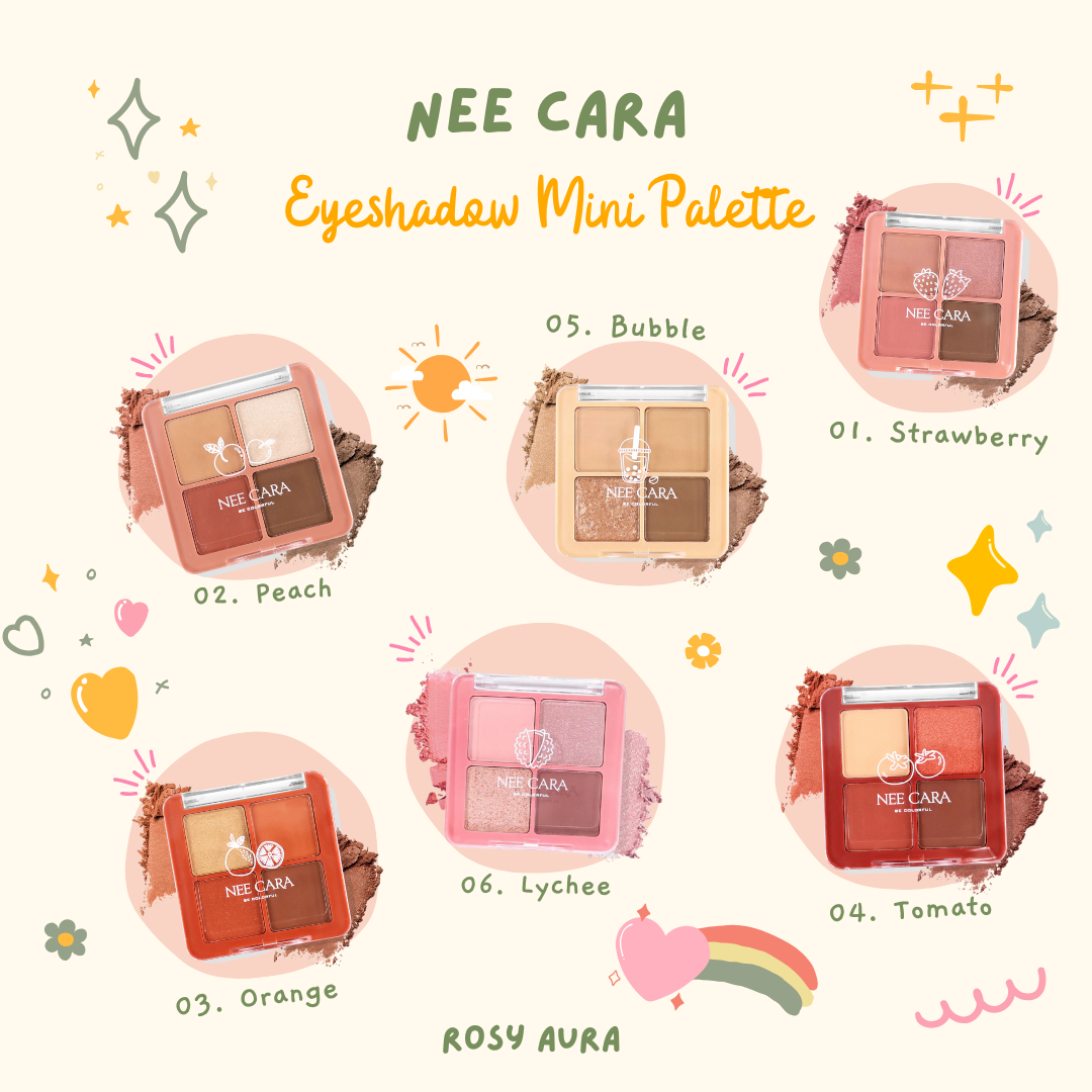 Nee Cara Eyeshadow Mini Palette - 迷你四色眼影盤 - Rosy Aura