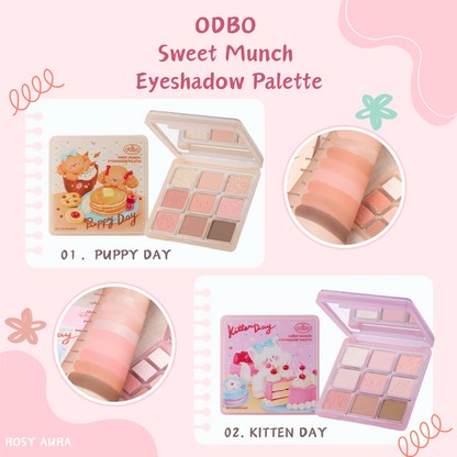 odbo Sweet Munch Eyeshadow Palette - 九色眼影盤 - Rosy Aura