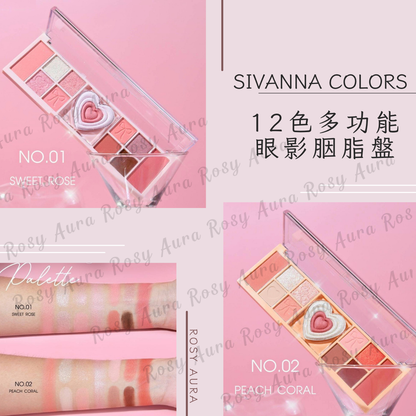 SIVANNA COLORS 12-Color Multi-Functional Eyeshadow and Blush Palette