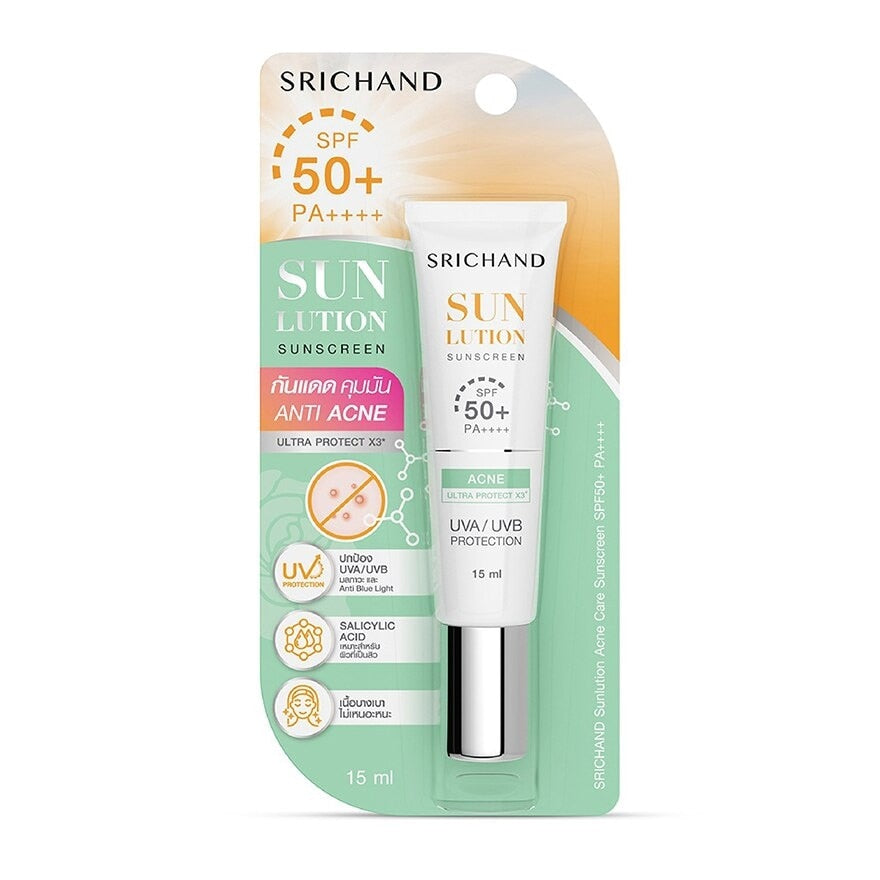 Srichand Sunlution Acne Care Sunscreen SPF50+ PA++++ 15 ml - Acne Care Sunscreen 15ml