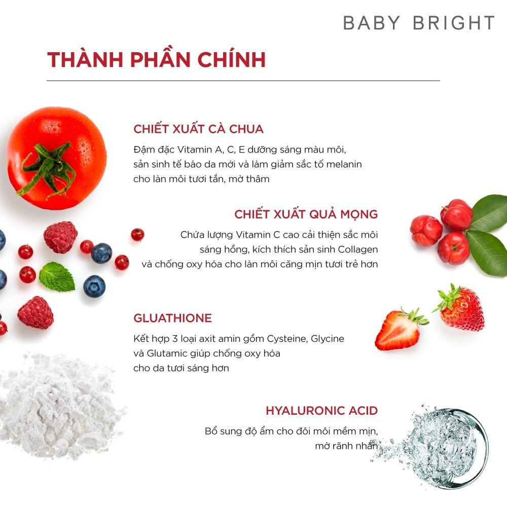 Baby Bright Tomato & Gluta Bright Lip Mask - 蕃茄亮白唇膜 10g - Rosy Aura