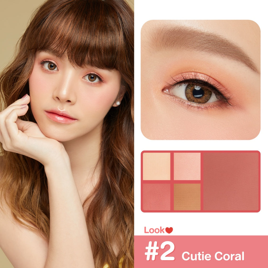 Cute Press Eye & Cheek Mini Palette - 迷你眼影胭脂盤 - Rosy Aura