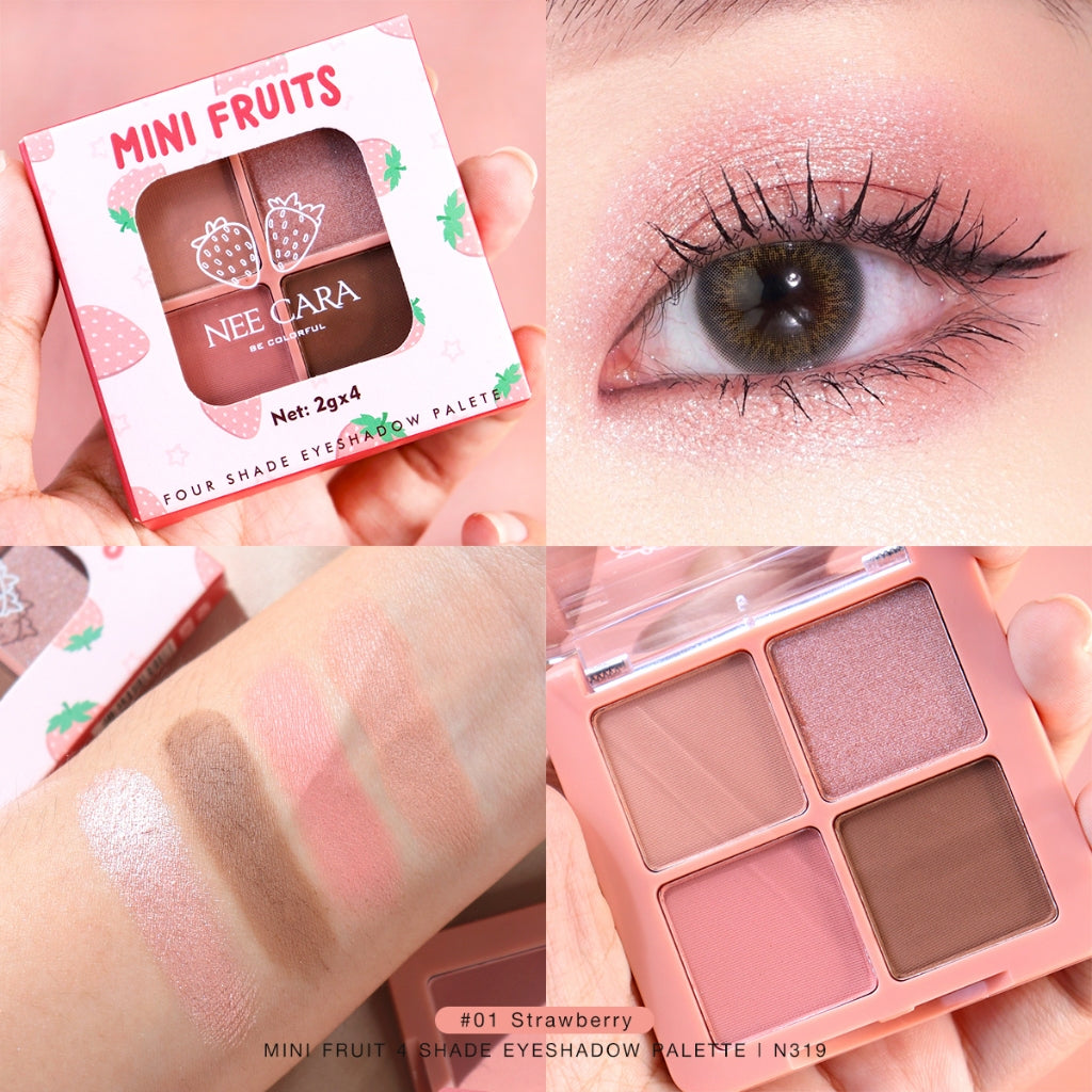 Nee Cara Eyeshadow Mini Palette - 迷你四色眼影盤 - Rosy Aura