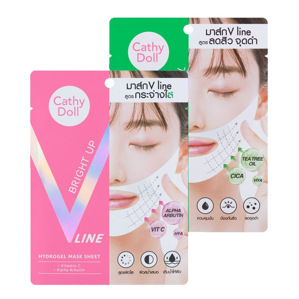 Cathy Doll Bright Up V Line Hydrogel Mask Sheet - 亮白V臉水凝膠面膜 18g - Rosy Aura